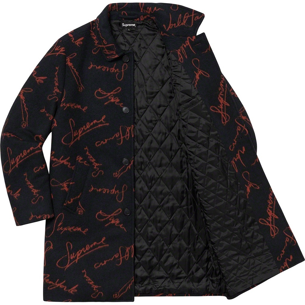 Supreme Script Logos Wool Overcoat - M - image 3